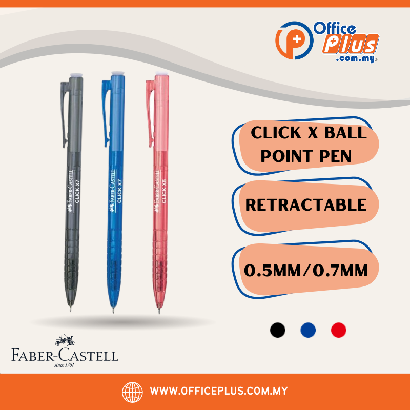 Faber Castell Click X5 X7 Retractable Ball Point Pen 0.5mm 0.7mm