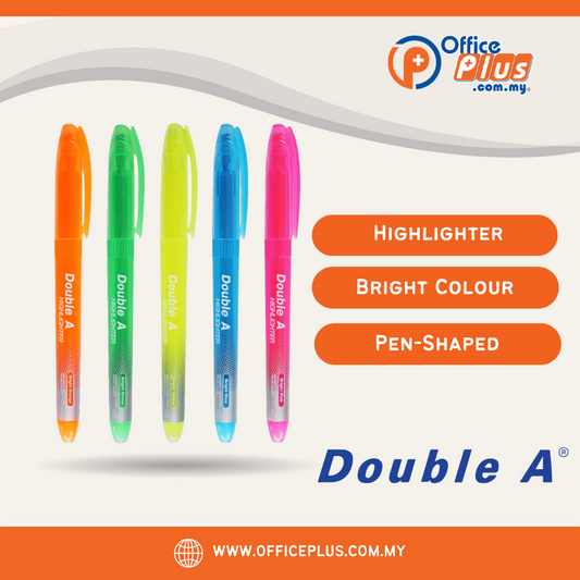 Double A Pen-Shaped Highlighter - Bright Colour