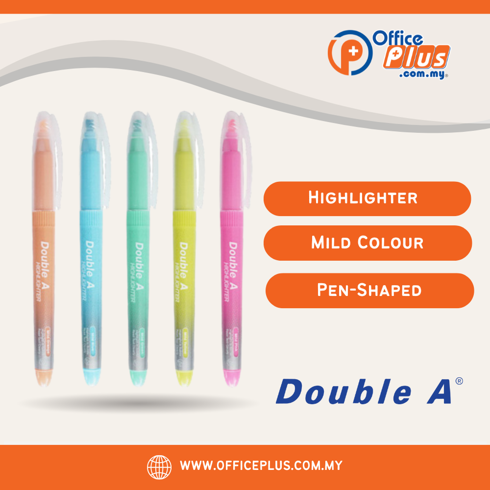 Double A Pen-Shaped Highlighter Mild Colour