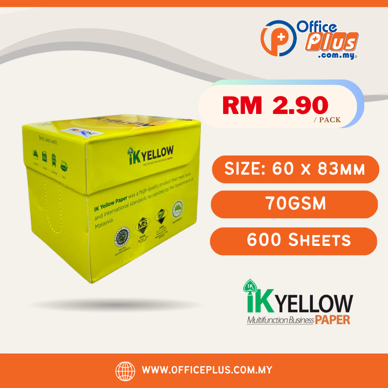 IK Yellow Memo Sheets 70gsm 60 x 83mm