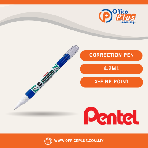 PENTEL Correction Pen Blue Pocket Metal Tip X-Fine Point 4.2ml