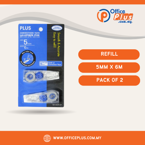 PLUS Whiper MR Correction Tape Refill 2in1 5mm x 6m