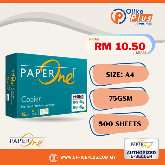 PaperOne A4 Copier Paper 75gsm 500 Sheets (RM10.50 - RM11.90/ream)