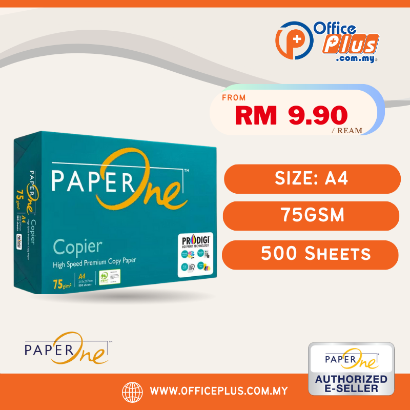 PaperOne A4 Copier Paper 75gsm 500 Sheets (RM9.90 - RM10.70/ream)