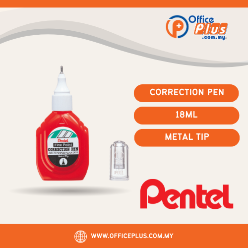 Pentel Correction Pen Red Bottle Metal Tip 18ml