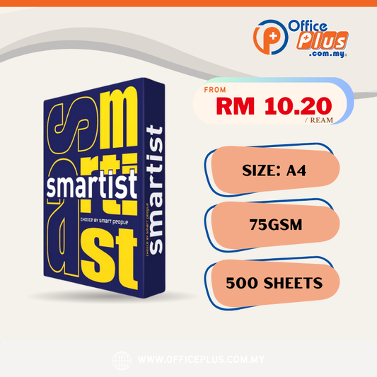 Smartist A4 Copier Paper 75gsm 500 sheets (RM10.20 - RM10.90 / ream)