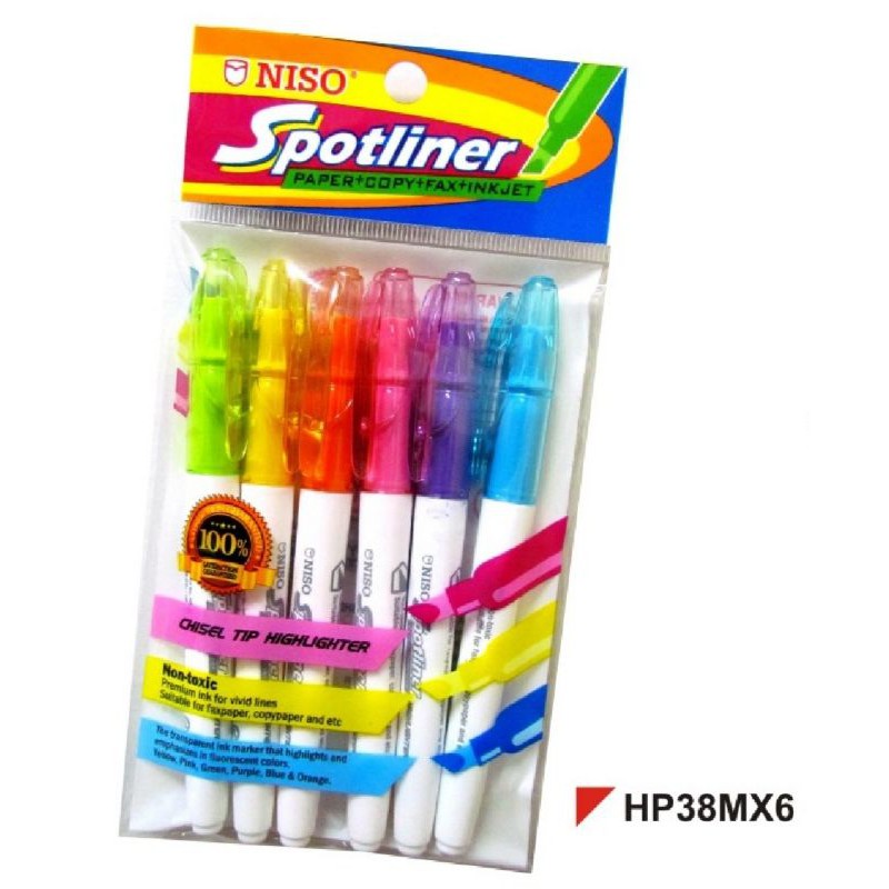 NISO SPOTLINER HIGHLIGHTER MIX 6 in 1 - OfficePlus