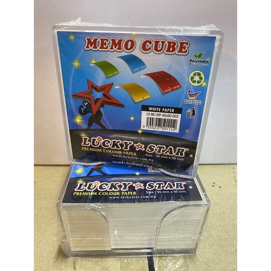 LUCKY STAR WHITE PAPER MEMO CUBE 90 x 90 -002 - OfficePlus