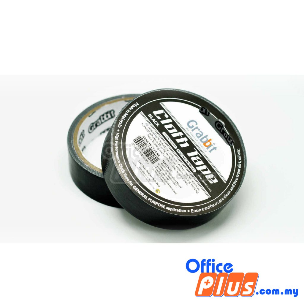 29.-Cloth-Tape-24mm-Black-1024x1024-1 Grabbit Cloth Tape 24mm x 5 yards - 2 rolls/pack (RM 1.80 - RM 2.20/pc) - OfficePlus