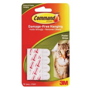 3M Command Poster Strips pack of 8 white damage-free adhesive strips for hanging posters - OfficePlus Wholesale / Bulk Price Office Supplies (Tape & Tape Dispensers)