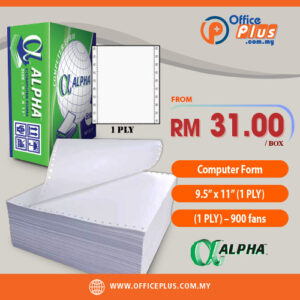 Alpha Computer Form 9.5 x 11 inch 1 Ply 900 Fans computer paper Malaysia - OfficePlus Malaysia Online B2B Office Supplies (Computer Form)