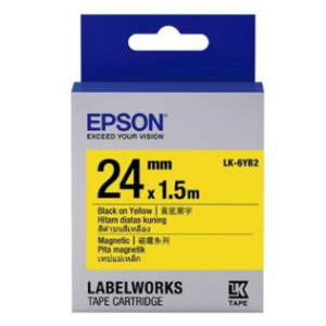 Epson LK-6YB2 magnetic label cartridge 24mm black text on yellow background for LabelWorks printer - OfficePlus Wholesale / Bulk Price Office Supplies (Label Printer & Accessories)