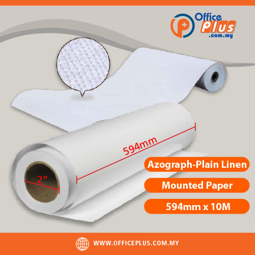 OfficePlus-500x500pxl-27-06-2026 Azograph Plain Linen Mounted Paper 594mm x 10M anti 2 inch core drafting paper roll for CAD printing technical drawings and office use Malaysia - OfficePlus Malaysia Online B2B Office Supplies (Linen Paper)