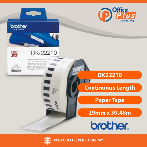 Brother_DK-22210_Continuous_Length_Film_Tape_29mm_x_30.48m - OfficePlus Brother DK-22210 continuous length paper tape 29mm x 30.48m for QL label printers - OfficePlus Wholesale / Bulk Price Office Supplies (Label Printer & Accessories)