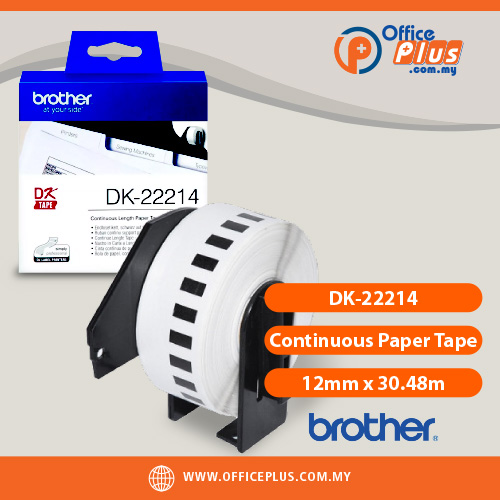Brother_DK-22214_Continuous_Paper_Tape_12mm_x_30.48m - OfficePlus Brother DK-22214 continuous paper tape 12mm x 30.48m roll - OfficePlus Wholesale / Bulk Price Office Supplies (Label Printer & Accessories)