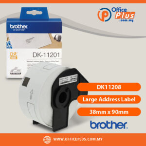 Brother DK11208 Large Address Label 38mm x 90mm Die-Cut Roll for QL Printers – OfficePlus Wholesale / Bulk Price Office Supplies (Label Printer & Accessories)