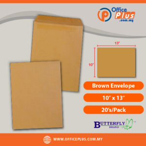Butterfly brown kraft envelope 10 x 13 inches 20 pieces per pack for office document mailing and storage in Malaysia - OfficePlus Malaysia Online B2B Office Supplies (Brown Envelope)