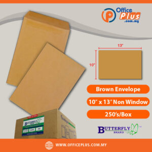 Butterfly brown non window envelope 10 x 13 inches 250 pieces per box for bulk office document mailing in Malaysia - OfficePlus Malaysia Online B2B Office Supplies (Brown Envelope)