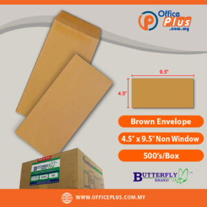 Butterfly brown envelope 4.5 x 9.5 inches non window 500 pieces per box for office mailing and business correspondence in Malaysia - OfficePlus Malaysia Online B2B Office Supplies (Brown Envelope)