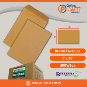 Butterfly brown kraft envelope 7 x 10 inches 500 pieces per box for bulk office document mailing and storage in Malaysia - OfficePlus Malaysia Online B2B Office Supplies (Brown Envelope)