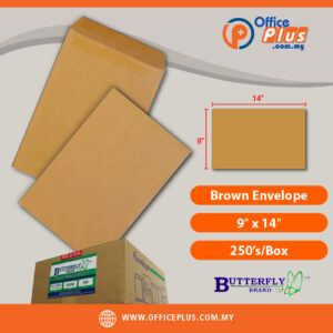 Butterfly brown kraft envelope 9 x 14 inches 250 pieces per box for bulk office document mailing and storage in Malaysia - OfficePlus Malaysia Online B2B Office Supplies (Brown Envelope)