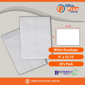 Butterfly White Envelope 9 x 12.75 inches 20 pieces per pack for office mailing documents in Malaysia - OfficePlus Malaysia Online B2B Office Supplies (White Envelope)