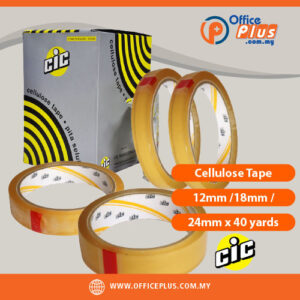 CIC Cellulose Tape 12mm /18mm /24mm x 40 yards - OfficePlus Malaysia Online B2B Office Supplies (Tape & Tape Dispensers)