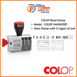 COLOP Band Stamp 04000WD Word Dater with 12 word combinations and metal frame - OfficePlus Wholesale / Bulk Price Office Supplies (Rubber Stamp & Ink)