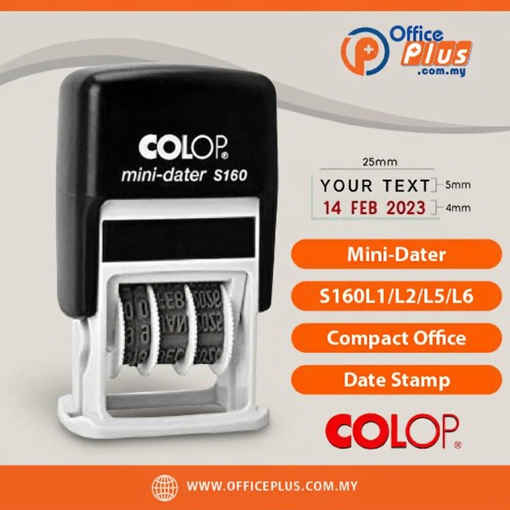 COLOP_Mini-Dater_S160L1-L2-L5-L6_Compact_Office_Date_Stamp - OfficePlus COLOP Mini-Dater S160/L1/L2/L5/L6 Self-Inking Stamp - OfficePlus Wholesale / Bulk Price Office Supplies (Rubber Stamp & Ink)