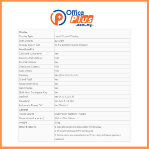 Canon Calculator (WS-1210Hi III) 12 Digit - OfficePlus