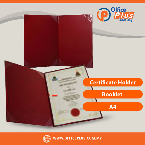 Certificate_Holder_Booklet_A4 - OfficePlus A4 Certificate Holder Booklet Maroon with gold corner and document sleeve pocket - OfficePlus Wholesale / Bulk Price Office Supplies (File Folders)