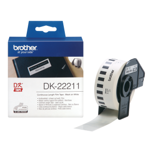 Brother DK-22211 black on white 29mm continuous length film label tape for Brother QL series printers - OfficePlus Wholesale / Bulk Price Office Supplies (Label Printer & Accessories)