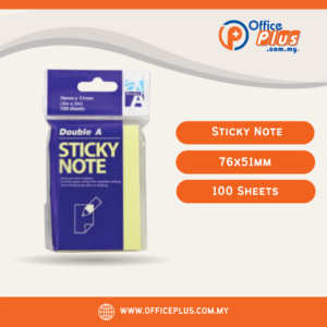 Double A Sticky Note 76x51mm 100sheets Pastel Yellow