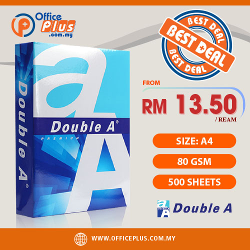 Double_A_A4_Copier_Paper_Premium_80gsm_500_Sheets-Best_Deal-OfficePlus-500x500pxl-28-12-2023 Double A A4 Copier Paper Premium 80gsm (500 Sheets) - Officeplus Malaysia A4 Paper Bulk Price Supplier