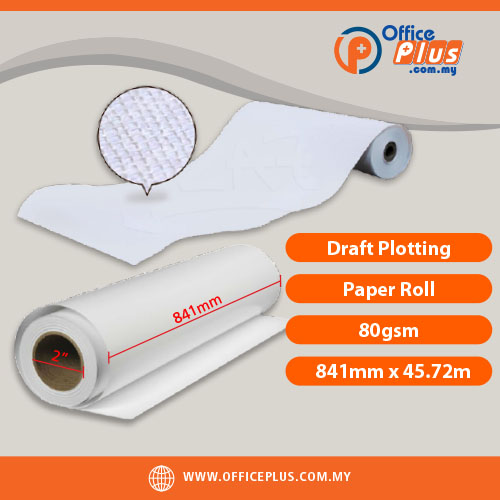 OfficePlus-500x500pxl-27-06-2026 Draft Plotting Paper Roll 80gsm 841mm x 45.72m with 2-inch core for CAD plotters and large-format printers - OfficePlus Malaysia Online B2B Office Supplies (Plotting Paper)