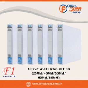 East-File 28 A3 PVC White Ring File with full transparent cover and 3D ring mechanism, available in 25mm to 80mm spine capacity - OfficePlus Wholesale / Bulk Price Office Supplies (Filing)