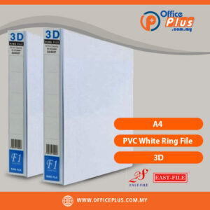 East-File 28 A4 PVC White Ring File with full transparent cover and 3D ring mechanism, available in 25mm to 80mm spine capacity - OfficePlus Wholesale / Bulk Price Office Supplies (Filing)