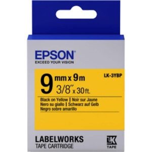 Epson LK-3YBP Genuine LabelWorks Pastel Tape Cartridge 9mm Black Text on Yellow - OfficePlus Wholesale / Bulk Price Office Supplies (Label Printer & Accessories)