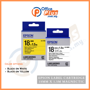 Epson LK-5WB2 and LK-5YB2 magnetic label cartridge 18mm black text on white and yellow background - OfficePlus Wholesale / Bulk Price Office Supplies (Label Printer & Accessories)