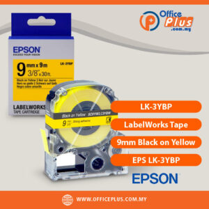Epson LK-3YBP Genuine LabelWorks Pastel Tape Cartridge 9mm Black Text on Yellow - OfficePlus Wholesale / Bulk Price Office Supplies (Label Printer & Accessories)