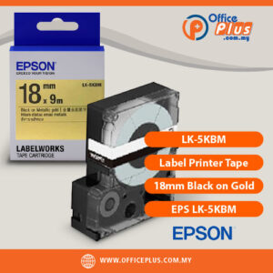 Epson LK-5KBM metallic label tape 18mm black text on gold background for LW-400 LW-700 LW-900P printers - OfficePlus Wholesale / Bulk Price Office Supplies (Ink & Toner)