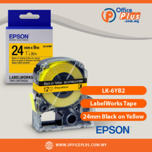 Epson LK-6YB2 magnetic label cartridge 24mm black text on yellow background for LabelWorks printer - OfficePlus Wholesale / Bulk Price Office Supplies (Label Printer & Accessories)