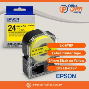 Epson LK-6YBP label tape 24mm black text on yellow background for LW-600P and LW-700 printers - OfficePlus Wholesale / Bulk Price Office Supplies (Label Printer & Accessories)
