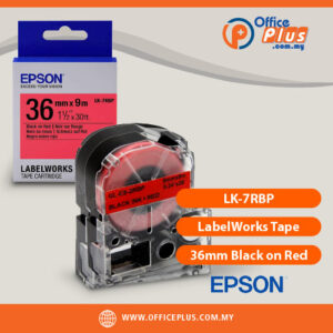 Epson LK-7RBP LabelWorks Tape 36mm Black on Red Label Cartridge - OfficePlus Wholesale / Bulk Price Office Supplies (Label Printer & Accessories)