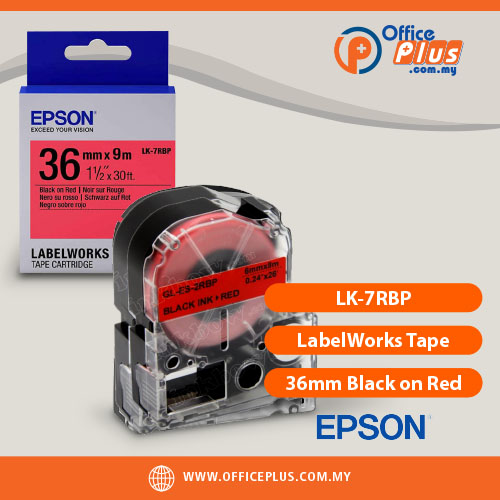 Epson_LK-7RBP_LabelWorks_Tape_–_36mm_Black_on_Red - OfficePlus Epson LK-7RBP LabelWorks Tape 36mm Black on Red Label Cartridge - OfficePlus Wholesale / Bulk Price Office Supplies (Label Printer & Accessories)