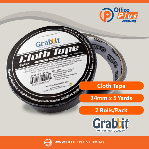 Grabbit_Cloth_Tape_24mm_x_5_Yards_2_Rolls-Pack - OfficePlus Grabbit Cloth Tape 24mm x 5 yards hand-tearable industrial binding tape, 2 rolls per pack - OfficePlus Wholesale / Bulk Price Office Supplies (Tape & Tape Dispensers)