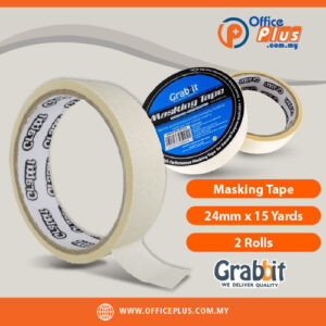 Grabbit Masking Tape 24mm x 15 yards 2 rolls pack ISO 9001 certified crepe paper tape for office packaging bundling and masking use Malaysia - OfficePlus Malaysia Online B2B Office Supplies (Masking Tape)