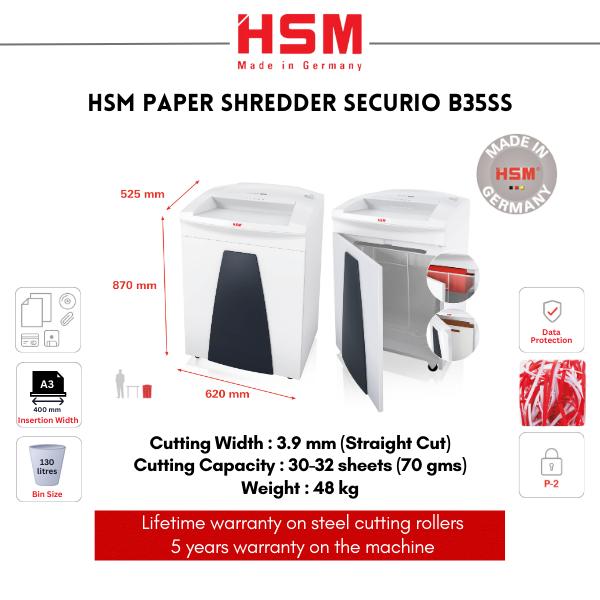 HSM-Straight-Cut-Paper-Shredder-Securio-B35SS