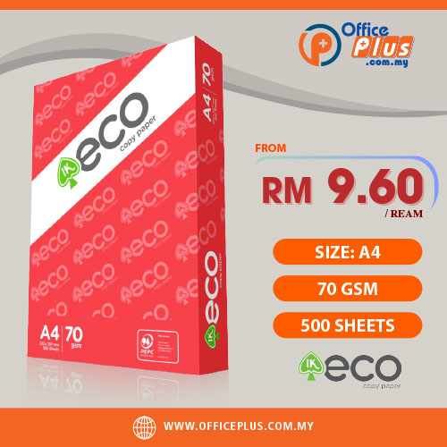 OfficePlus-500x500pxl-27-06-2026 IK Eco A4 Copier Paper 70gsm 500 Sheets High Brightness Office Printing Paper for Copy Laser Inkjet Fax Malaysia - OfficePlus Malaysia Online B2B Office Supplies (A4 Paper)