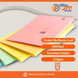Lion Pocket File Manila Card FMPF603 210gsm Document Holder Available in Blue Green Yellow Buff Pink Orange Malaysia - OfficePlus Malaysia Online B2B Office Supplies (Pocket File)